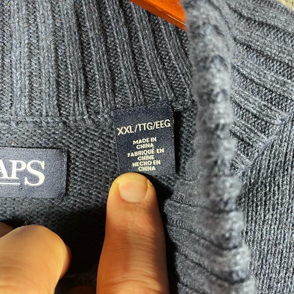 Chaps Henley Pullover Sweater Men's XXL Blue Elbow Patches Outdoors Preppy - Picture 4 of 10